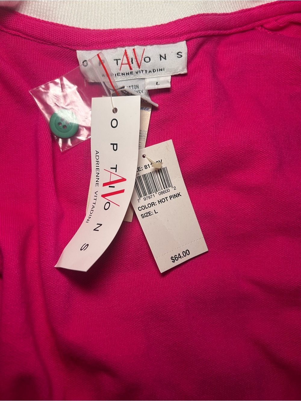 Vintage 90s Adrienne Vittadini NWT Hot Pink Colorblock Cardigan - Picture 6 of 7